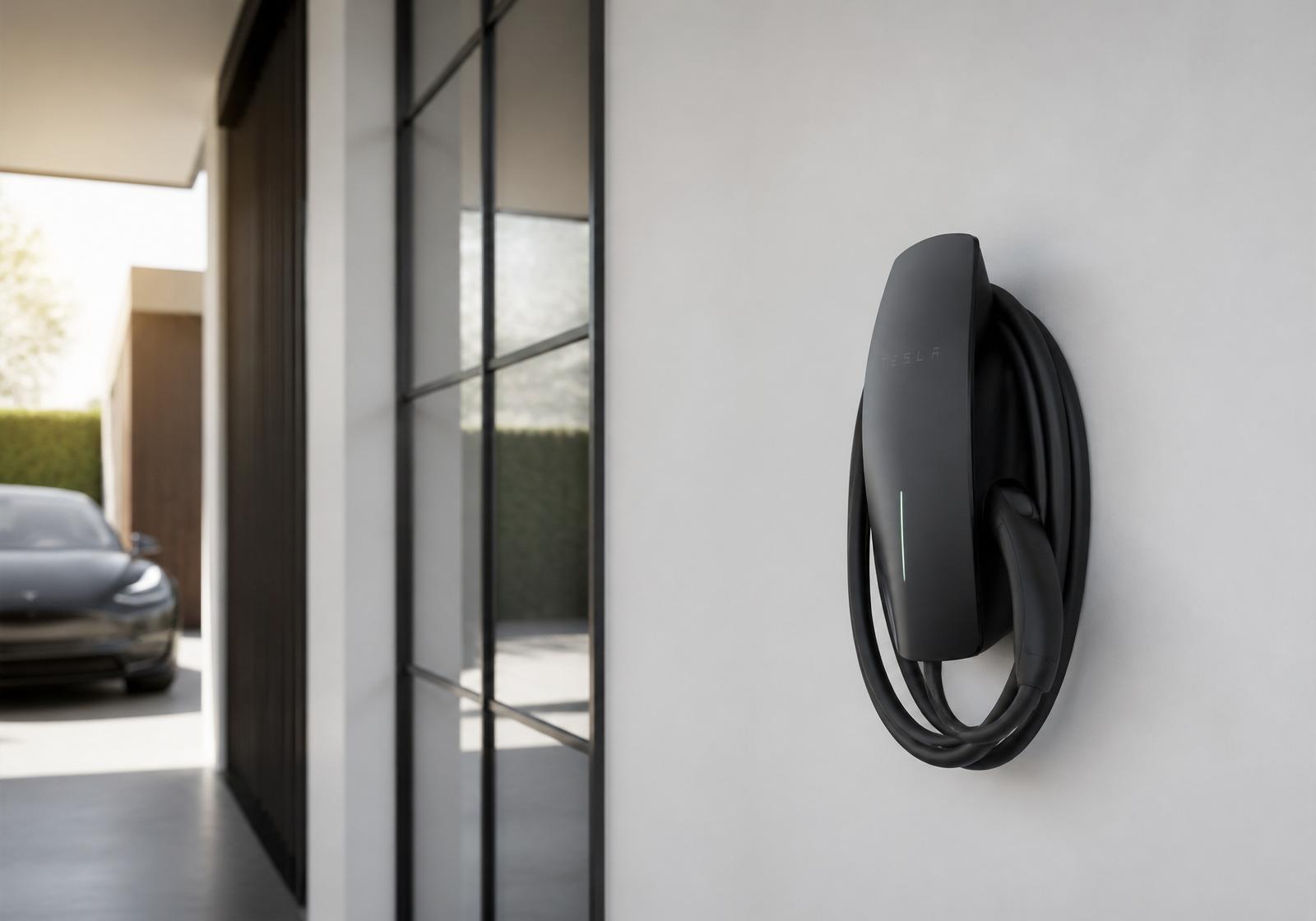 Candela electrician installing a Tesla Wall Connector at a Perth home