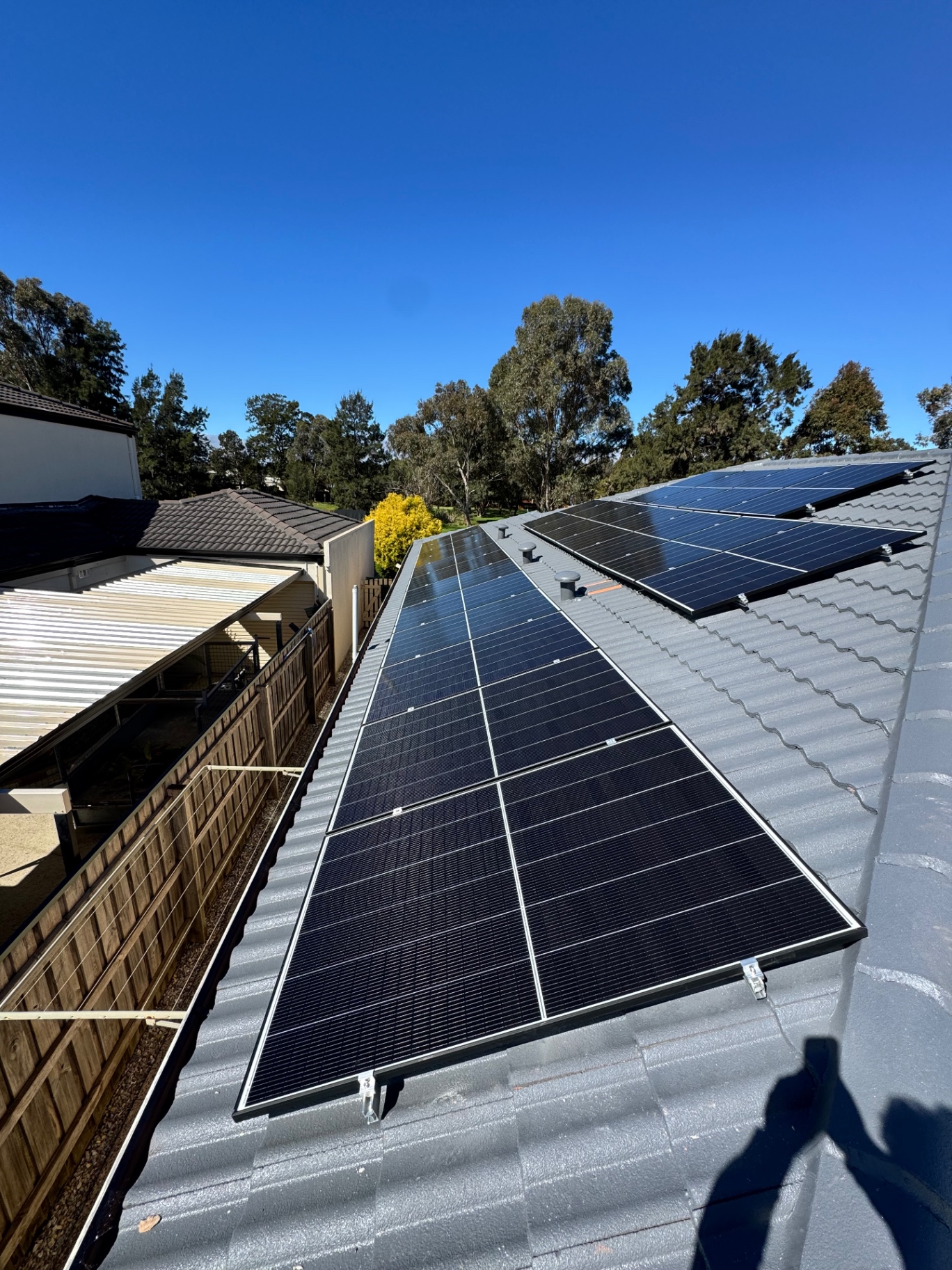 Solar panels on the side roof plane at the Pinjarra install