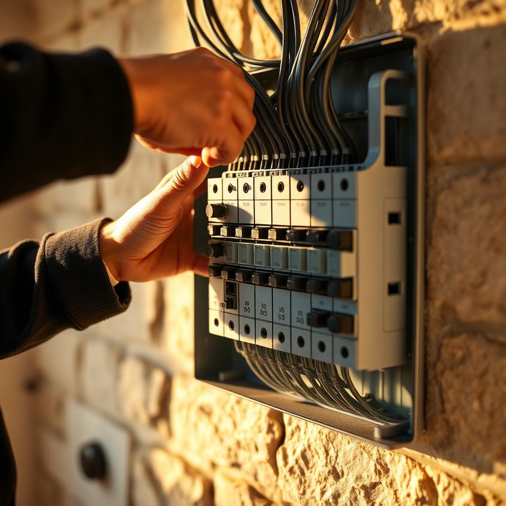 Switchboard replaced with a properly rated main switch and RCBOs before the charger goes on.