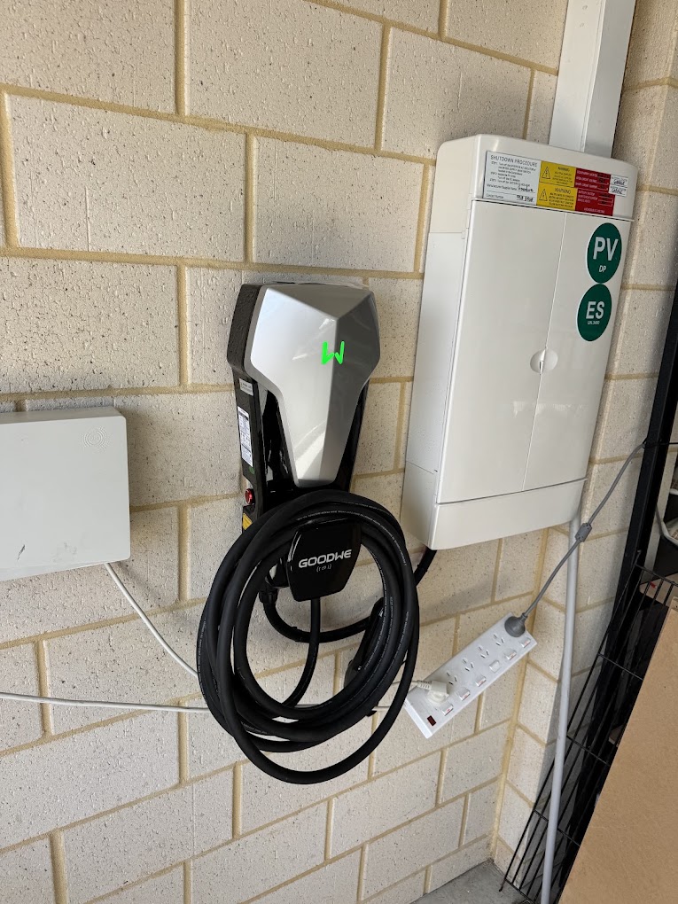 GoodWe charger next to solar board