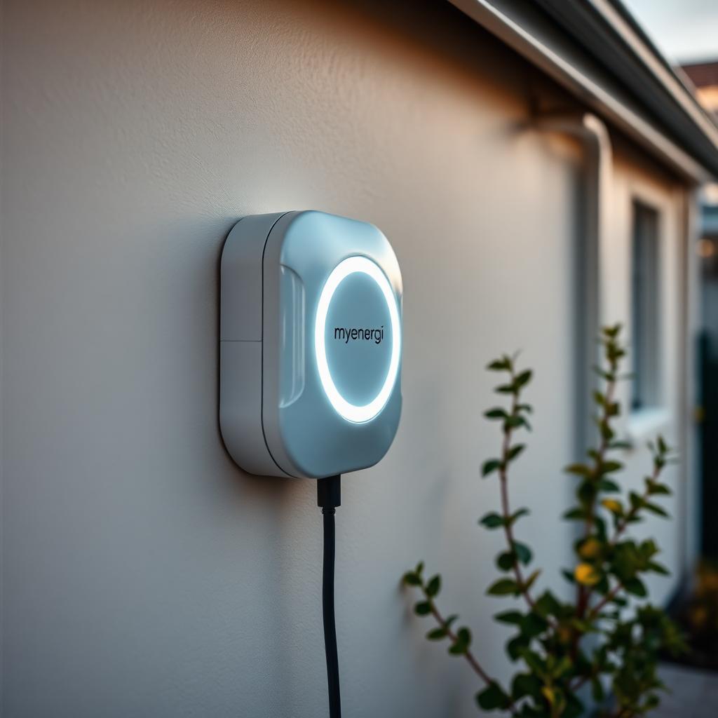 Zappi GLO on painted heritage stone. The soft ring reads from across the yard.