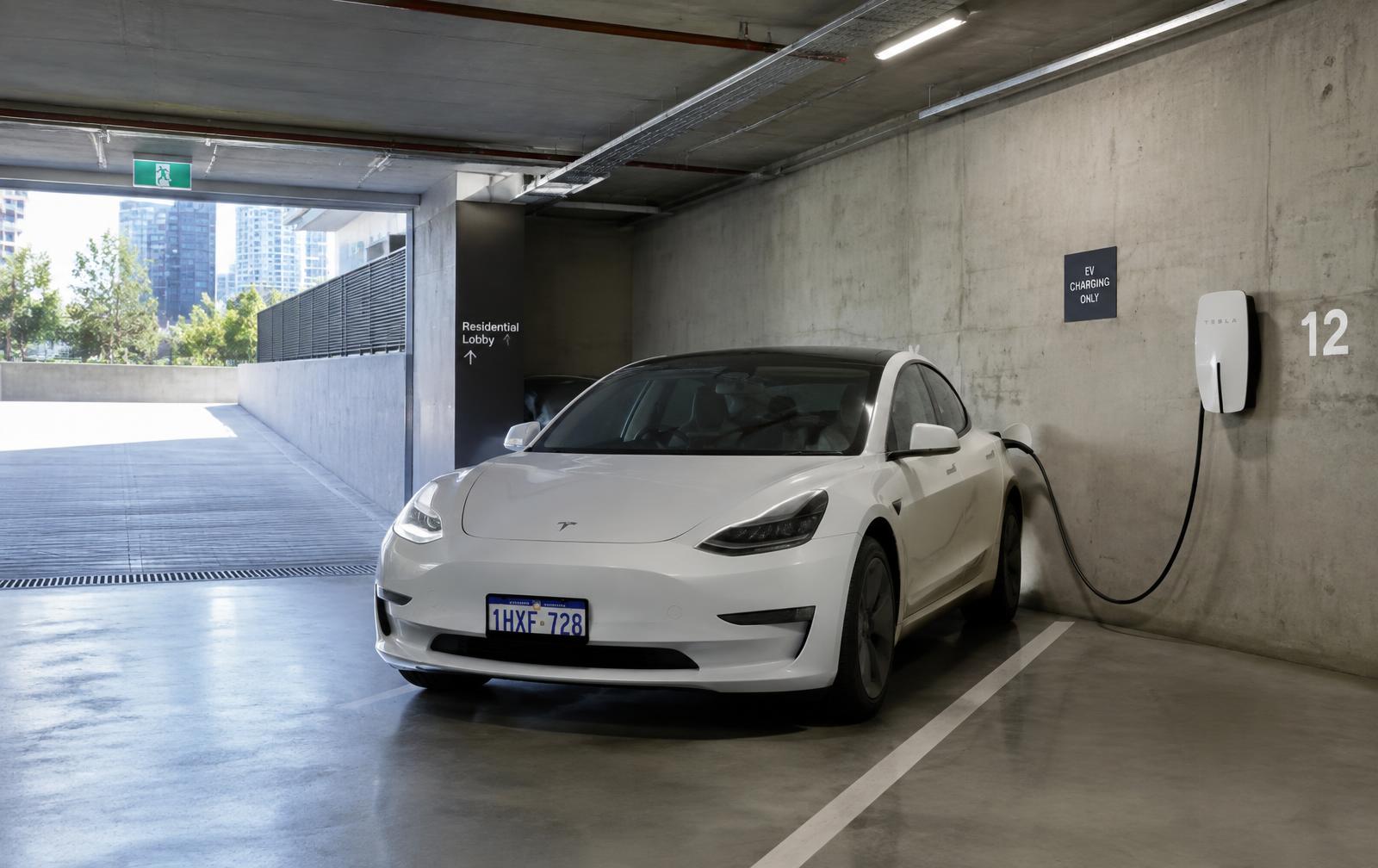 A West Perth apartment bay wired with its own metered charging circuit.